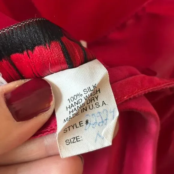 90s Fuchsia Silk Slip Dress – Fairycore Romantic [M] - Picture 8 of 8